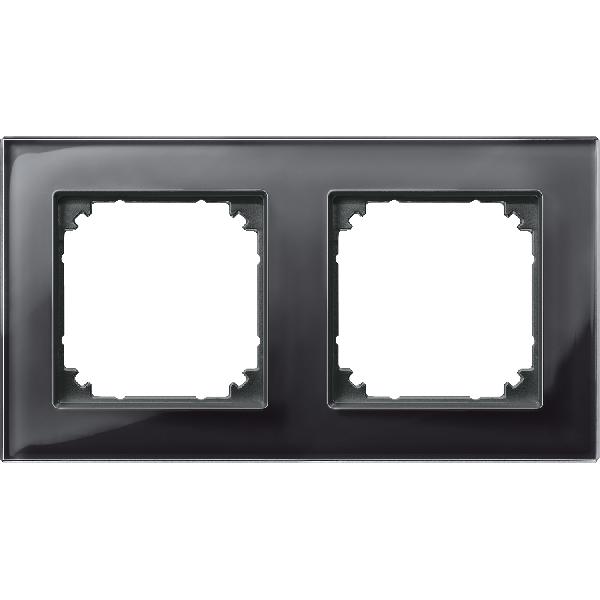 M-PLAN real glass frame, 2-gang, Onyx black