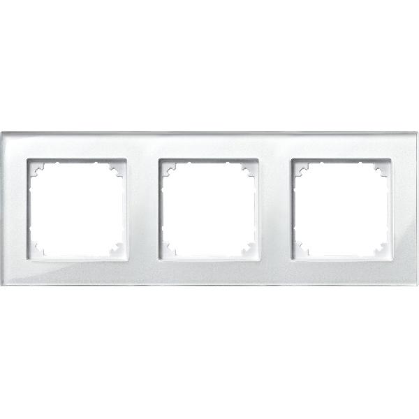 M-PLAN real glass frame, 3-gang, Brilliant white