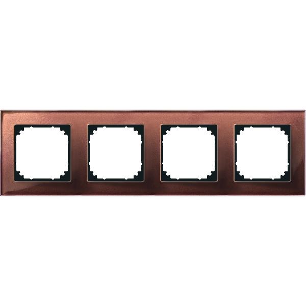 M-PLAN real glass frame, 4-gang, Mahogany brown