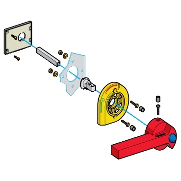 commande rotative latérale gauche GS1 100 à 400 A poignée rouge