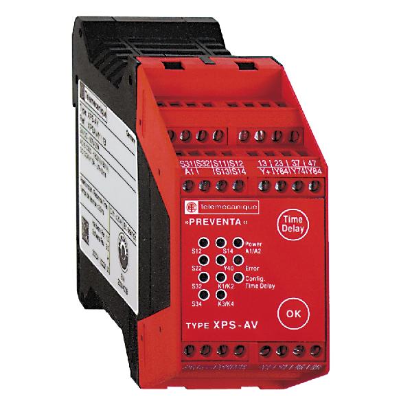 module XPSAV - Emergency stop - 24 V DC, time delay 0...300s, start delayed 0.5s