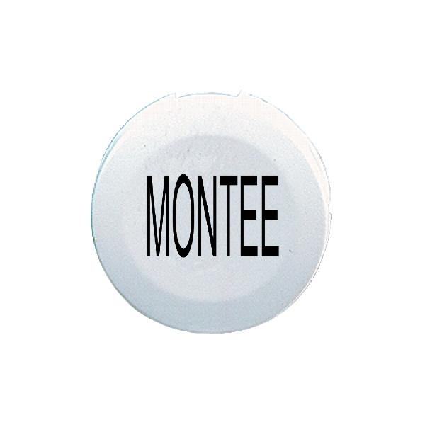 white cap marked MONTEE for circular non illuminated pushbutton Ø16