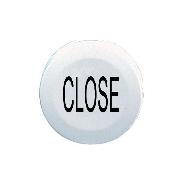 white cap marked CLOSE for circular non illuminated pushbutton Ø16