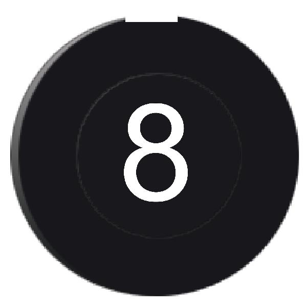 black cap marked 8 for circular non illuminated pushbutton Ø16