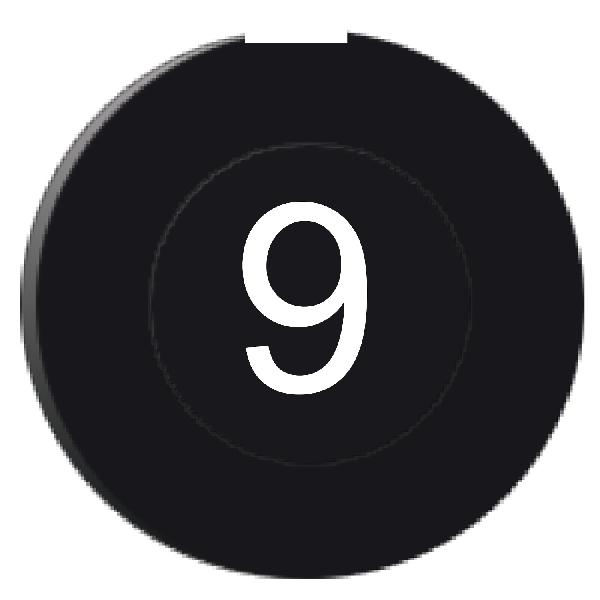 black cap marked 9 for circular non illuminated pushbutton Ø16