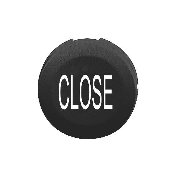 black cap marked CLOSE for circular non illuminated pushbutton Ø16