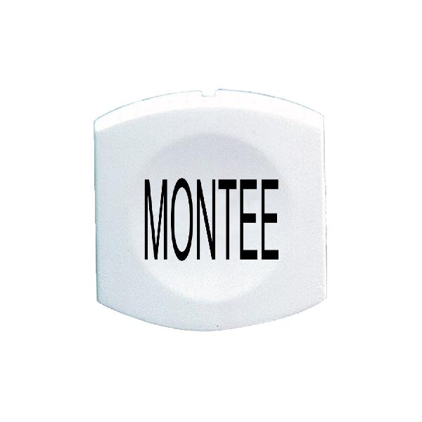 white cap marked MONTEE for square non illuminated pushbutton Ø16