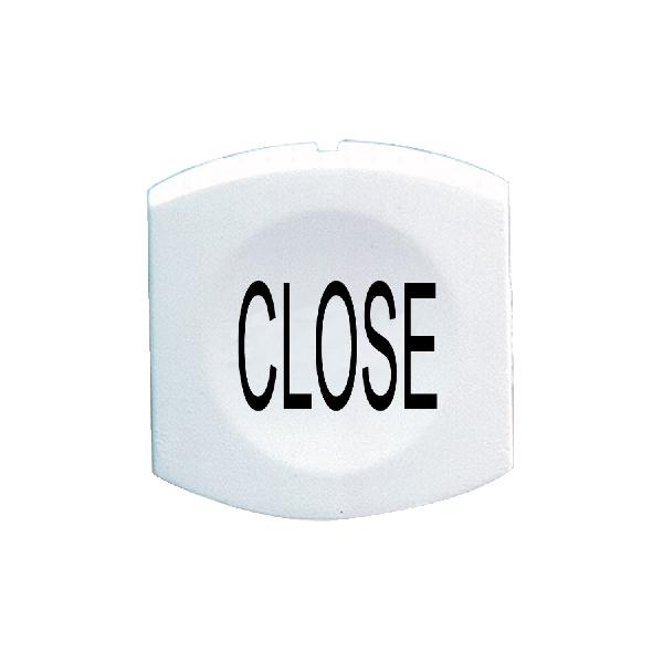 white cap marked CLOSE for square non illuminated pushbutton Ø16