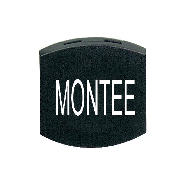 black cap marked MONTEE for square non illuminated pushbutton Ø16