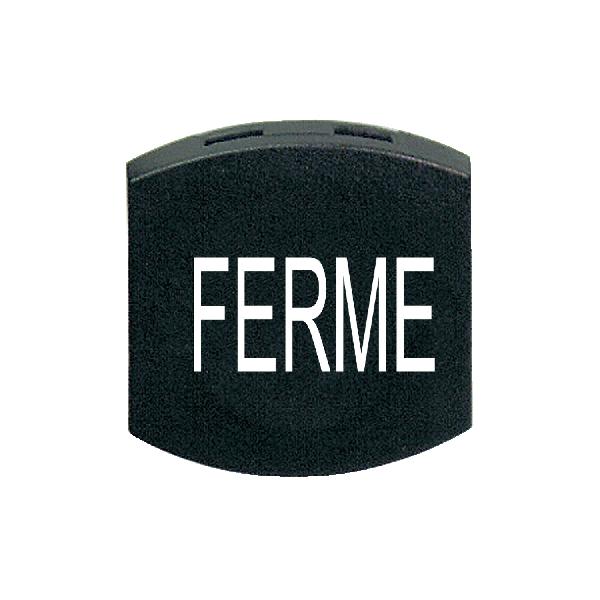 black cap marked FERME for square non illuminated pushbutton Ø16