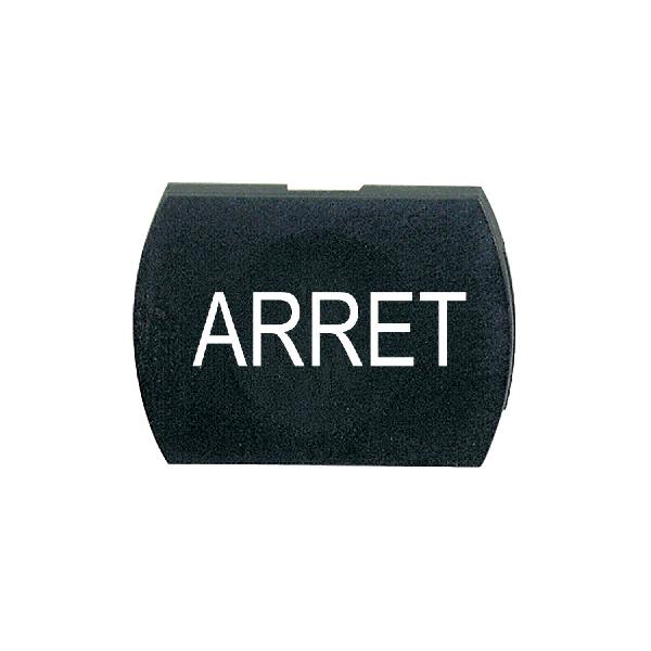 black cap marked ARRET for rectangular non illuminated pushbutton Ø16