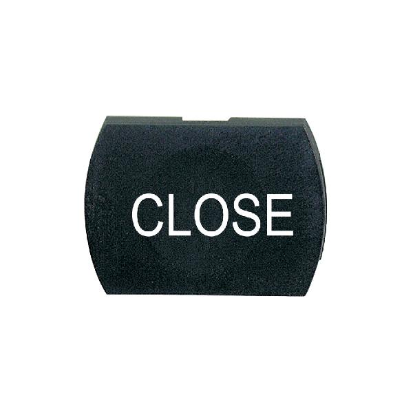 black cap marked CLOSE for rectangular non illuminated pushbutton Ø16