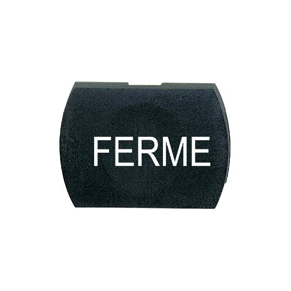 black cap marked FERME for rectangular non illuminated pushbutton Ø16